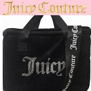 Juicy Couture Crown & Chains Embossed Rhinestone Logo Velour Insulated Tote Bag